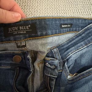 Judy Blue Skinny Blue Jeans with Vintage Distressed Look